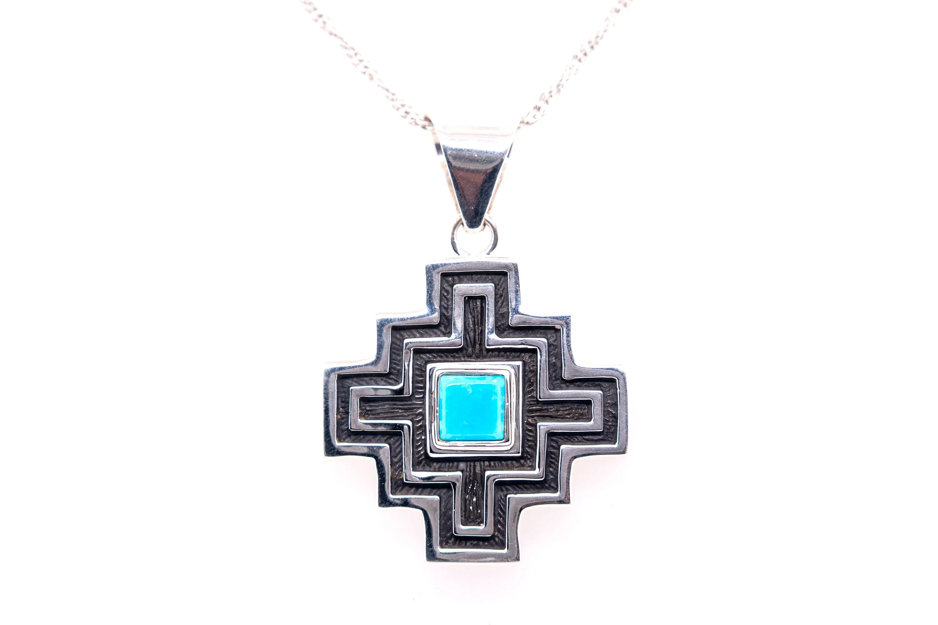 David Rosales Reversible Red Moon and Turquoise Pendant