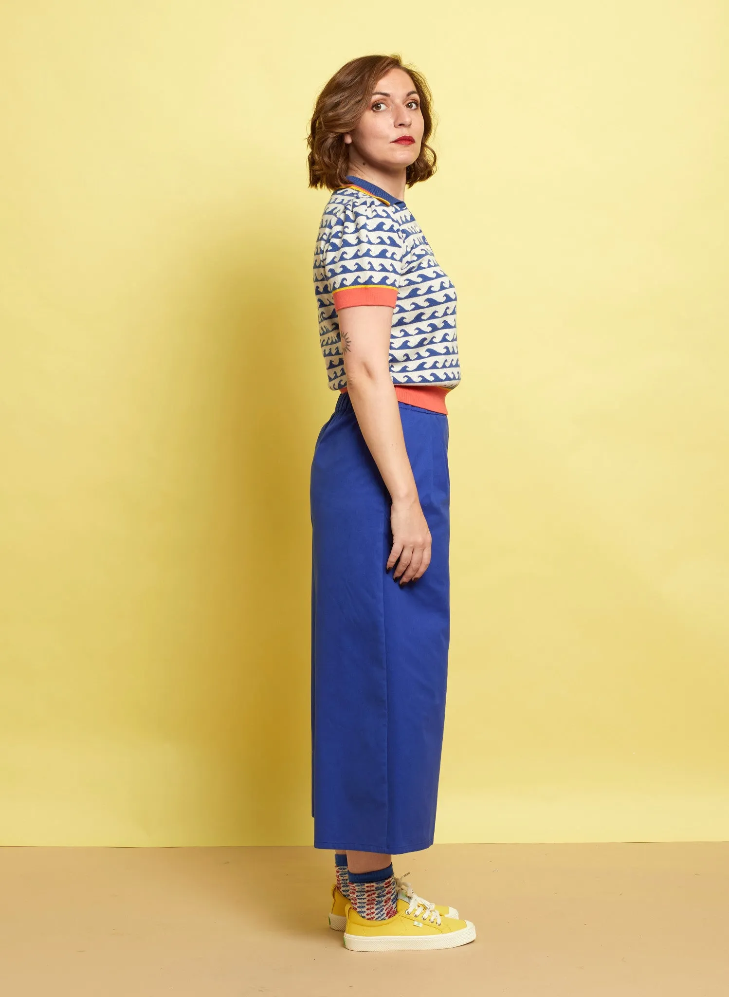 Edith Cropped Trousers - Blue Workwear