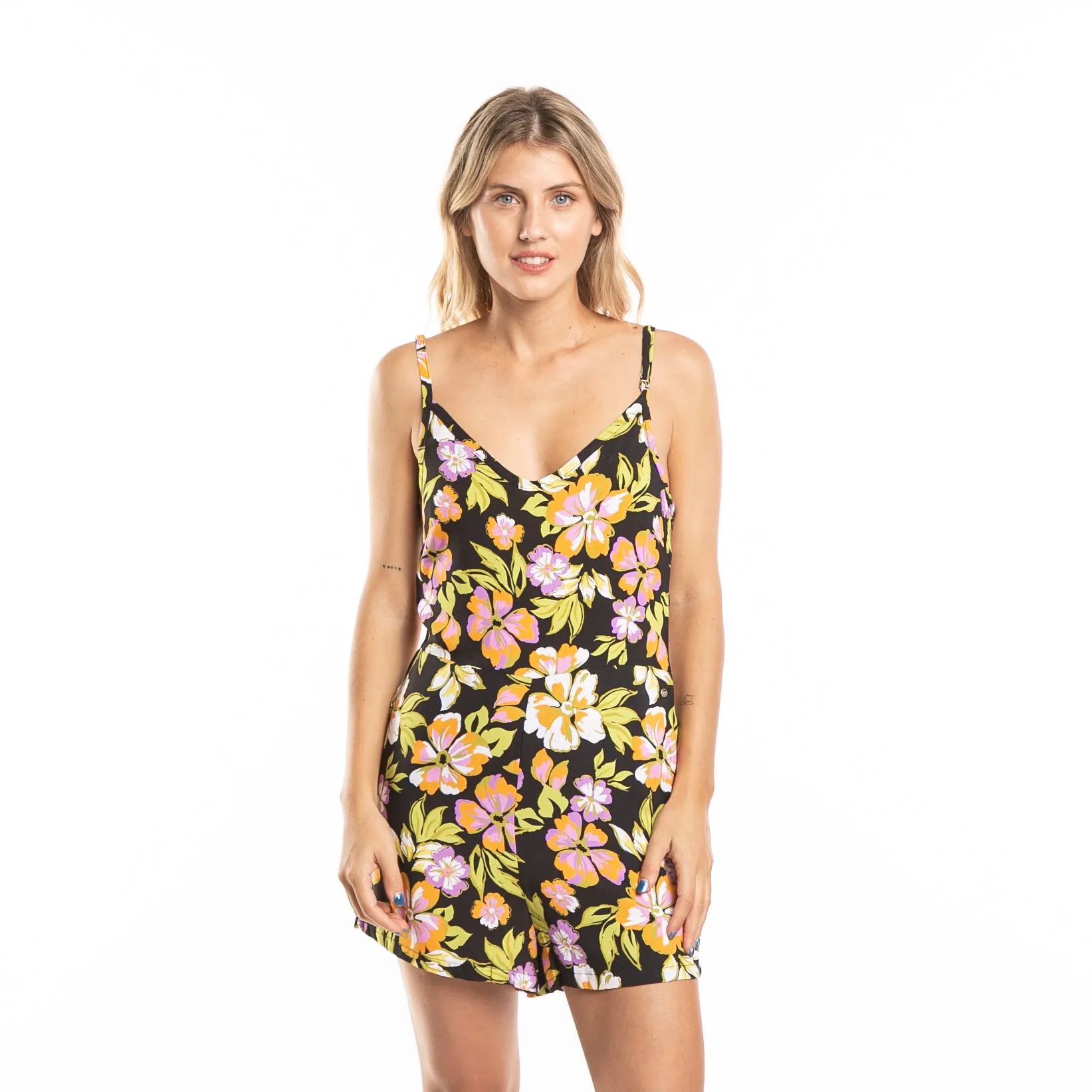 Enterito Rusty Magnolia Playsuit Ld Black