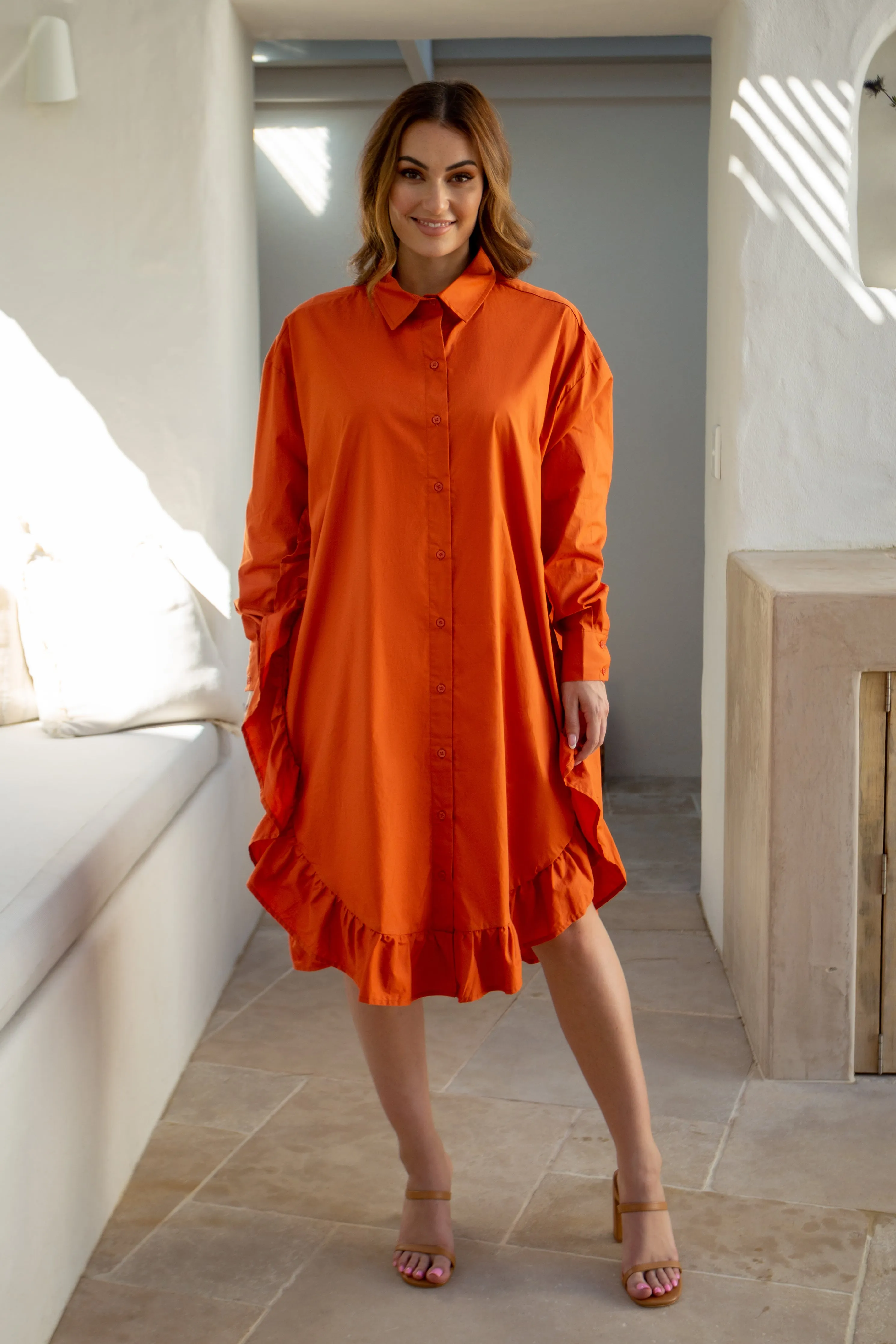 FINAL SALE Sangria Shirt Dress in Copper