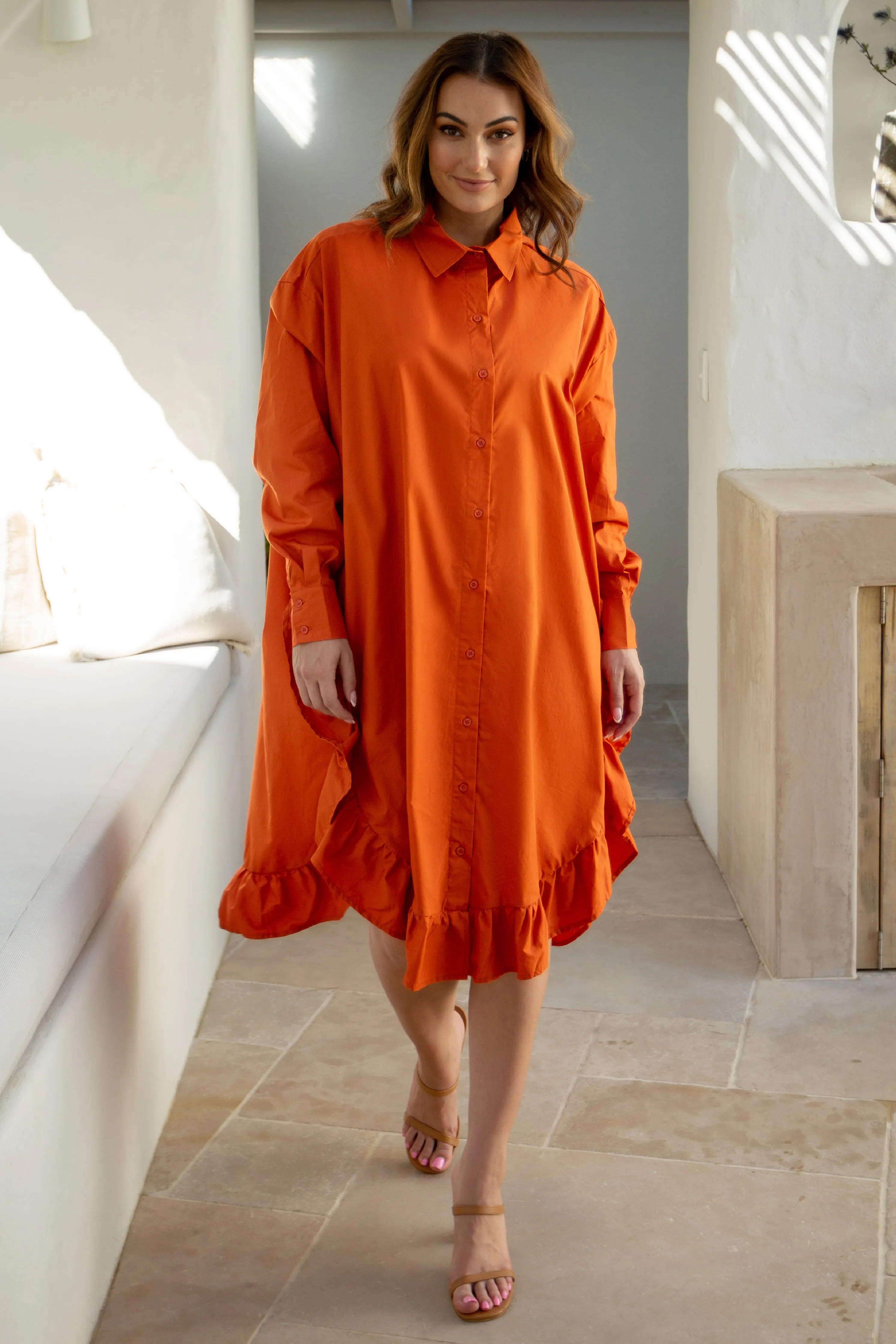 FINAL SALE Sangria Shirt Dress in Copper