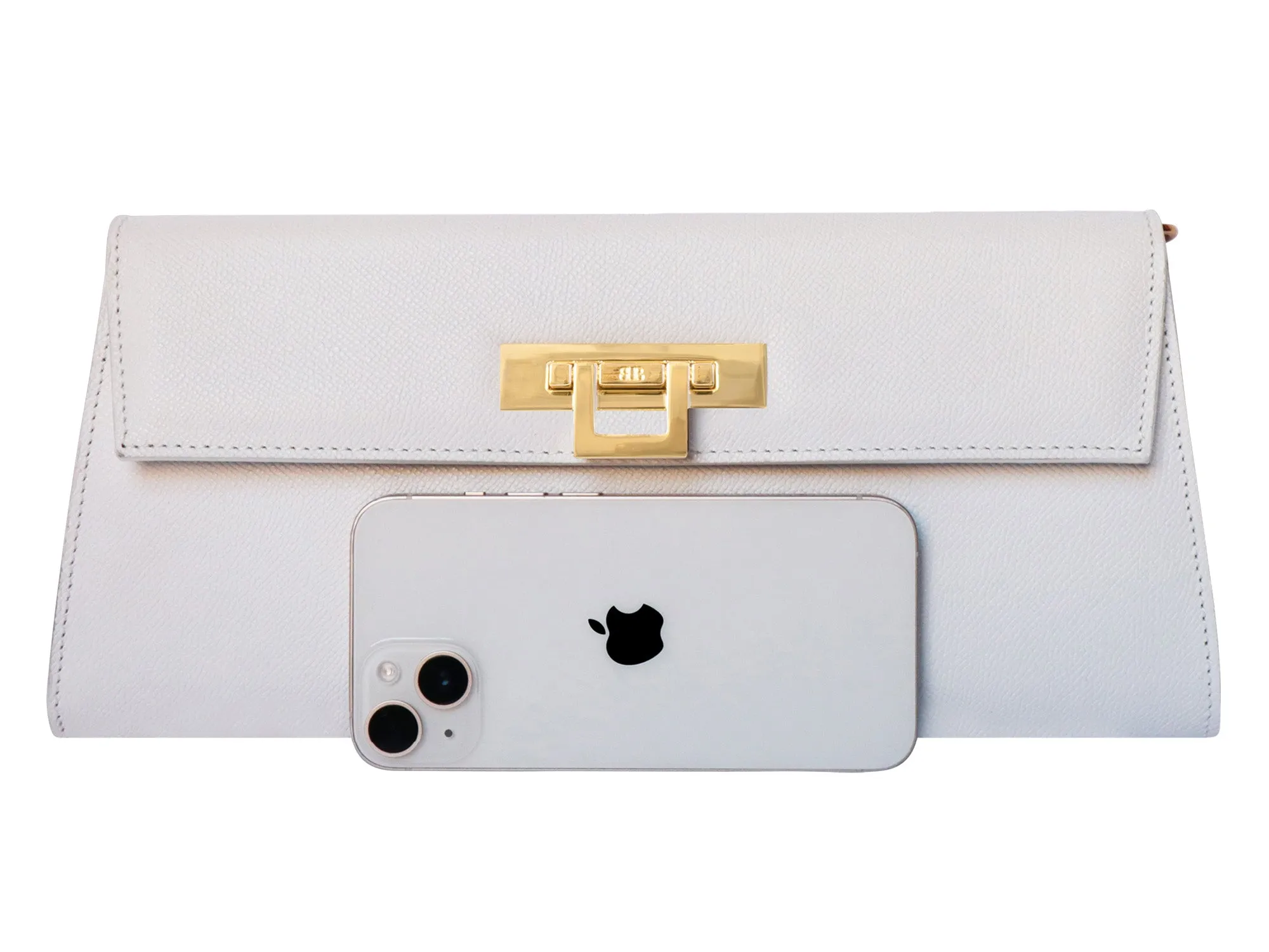 Fonteyn Clutch Orinoco 'Croc' Print Calf Leather Handbag - White