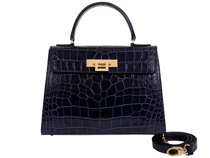 Fonteyn Large Orinoco 'Croc' Print Calf Leather Handbag - Navy