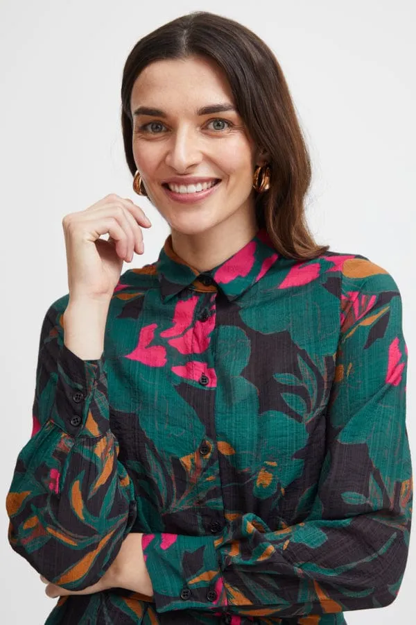 Fransa Midi Shirt Dress Multi