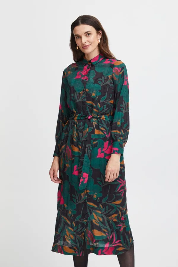 Fransa Midi Shirt Dress Multi