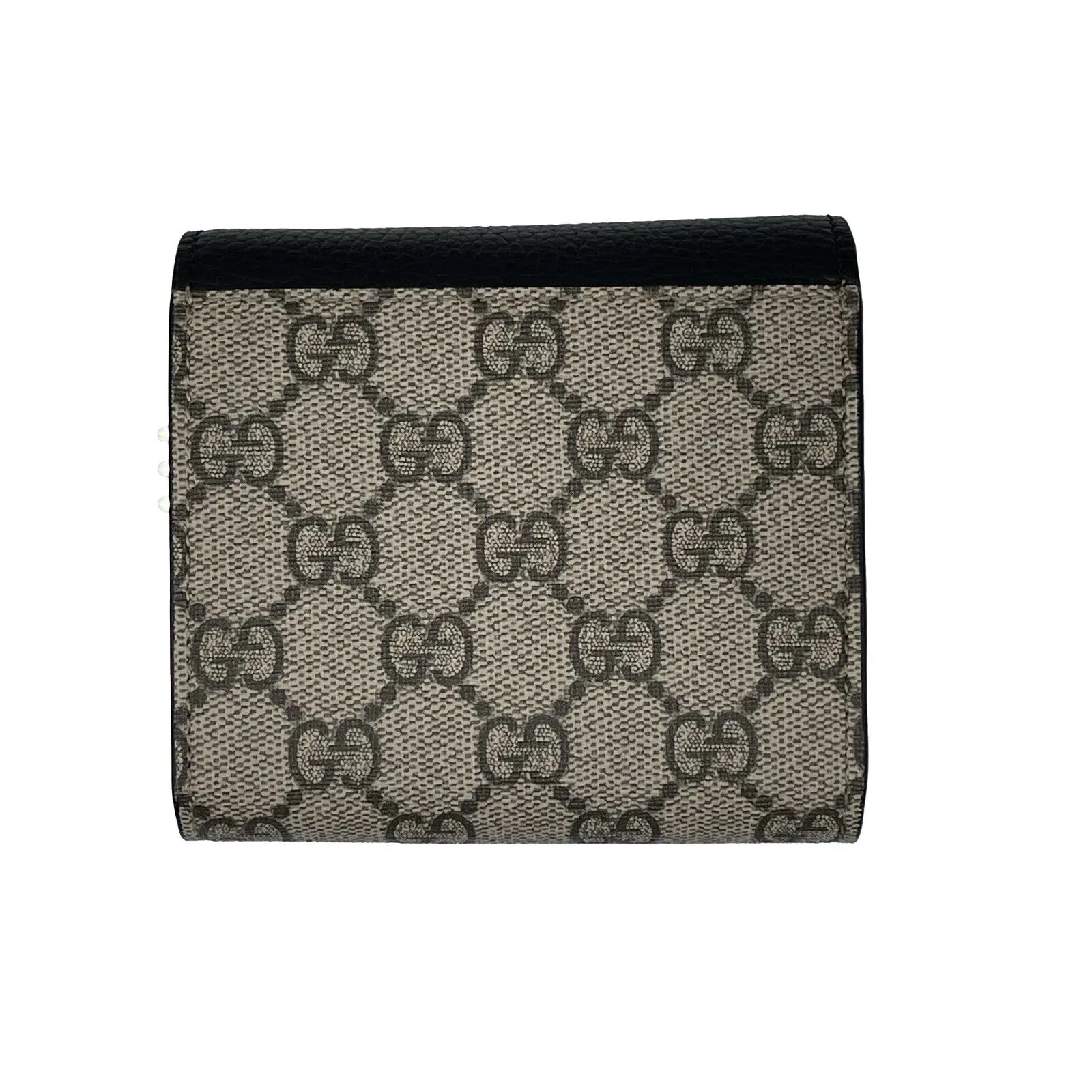 Gucci - GG Marmont Monogram Canvas / Leather - Black and Beige Medium Wallet