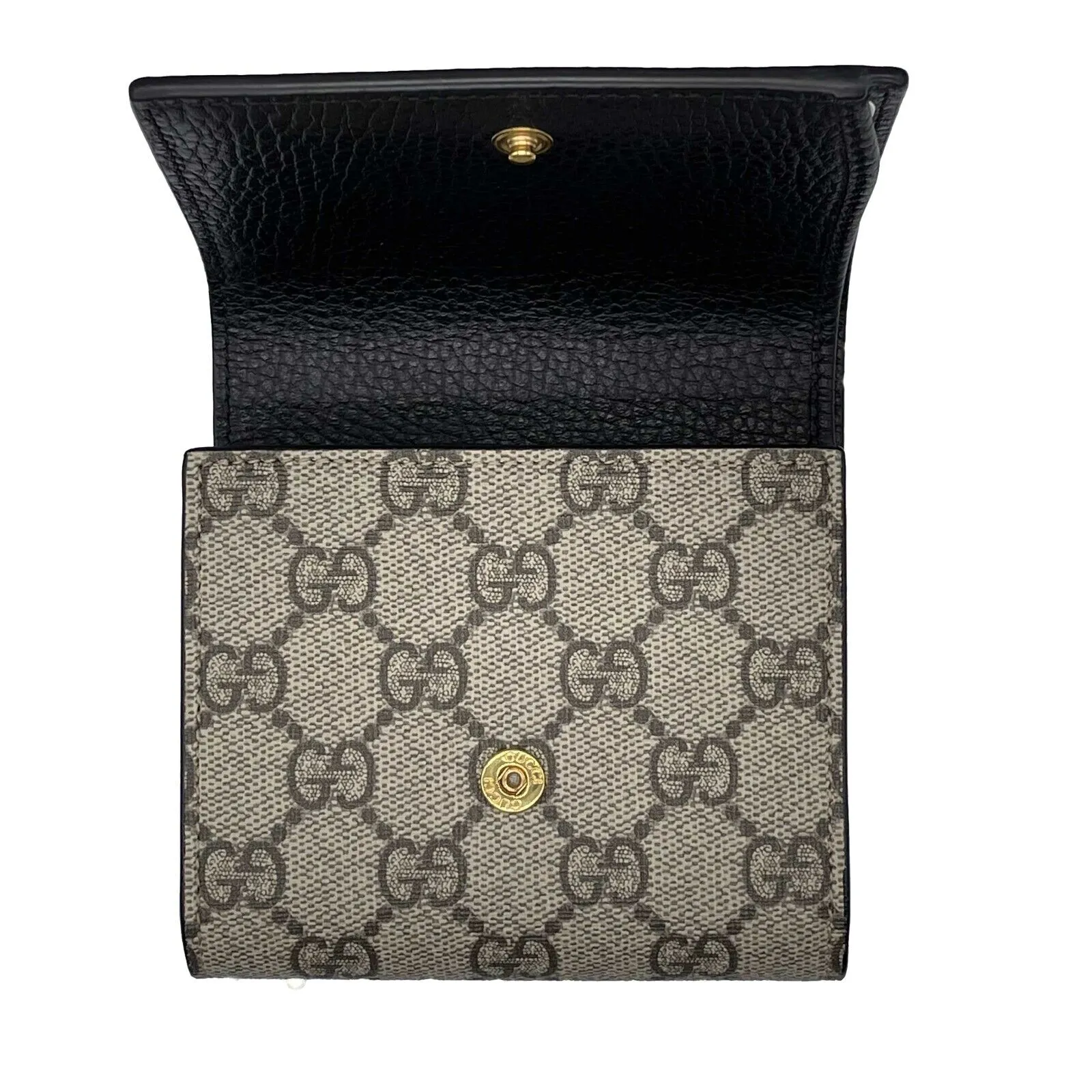 Gucci - GG Marmont Monogram Canvas / Leather - Black and Beige Medium Wallet