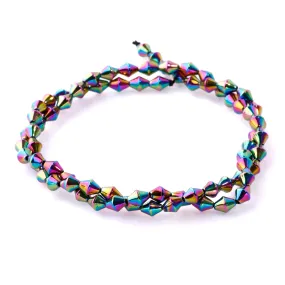 Hematite Rainbow Plated 4x6mm Bicone 15-16 Inch