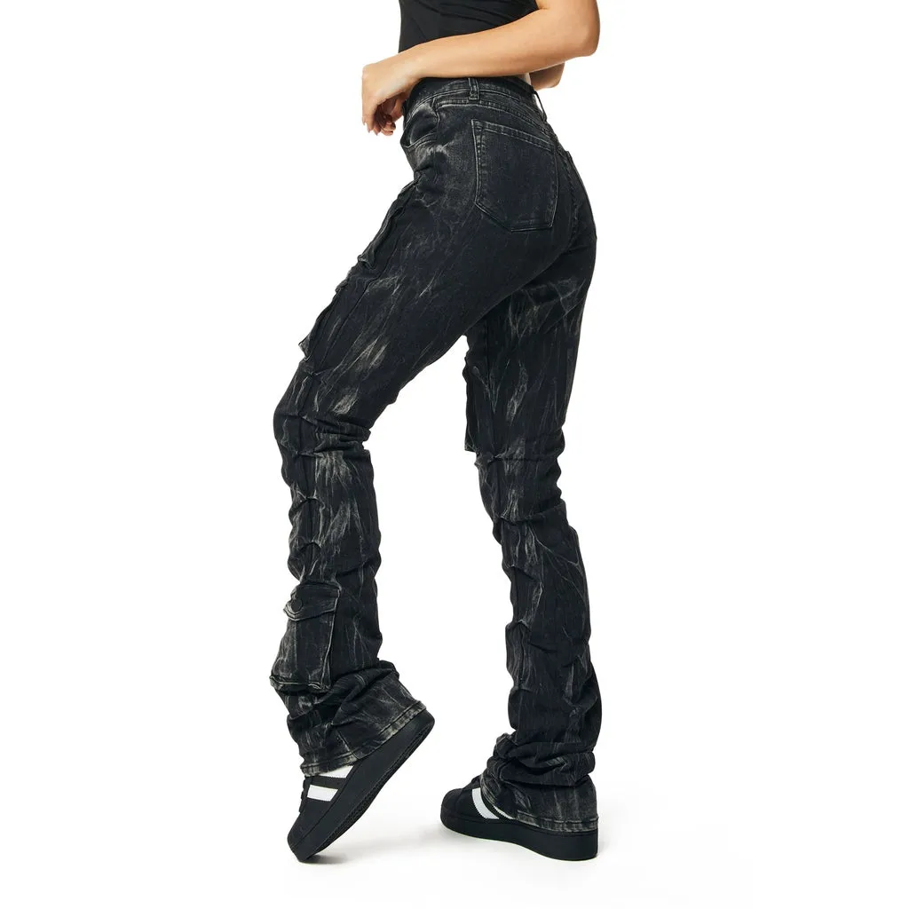 High Rise Utility Stack Pants - Black Matrix