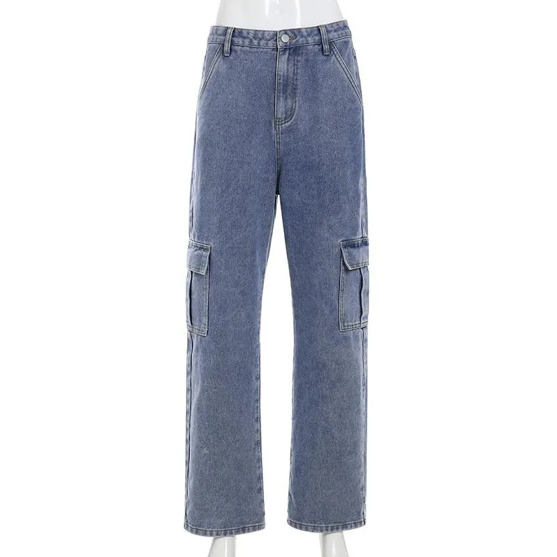 High Waisted Loose Pocket Jeans