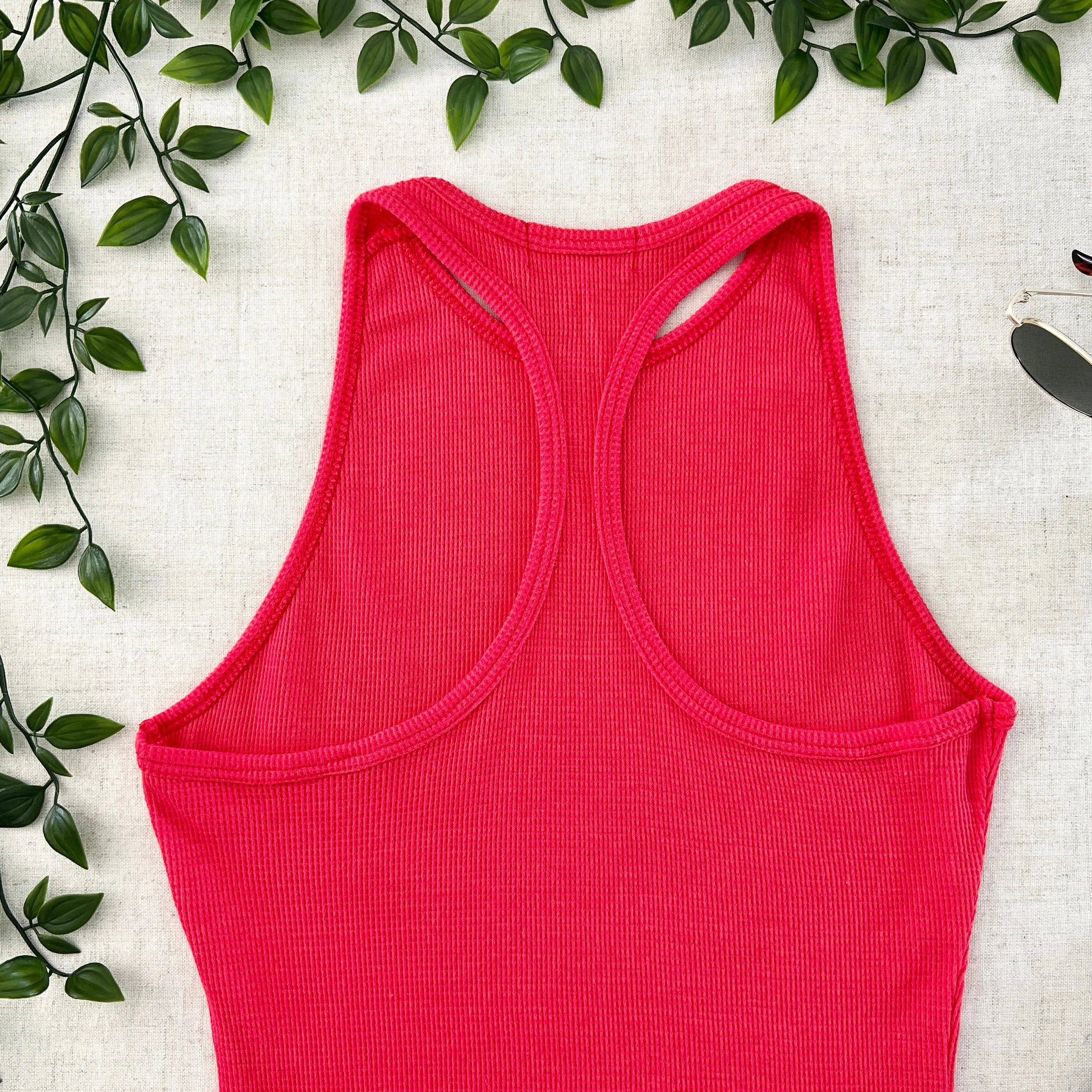 Julia Mini Thermal Racerback Tank Top - Red