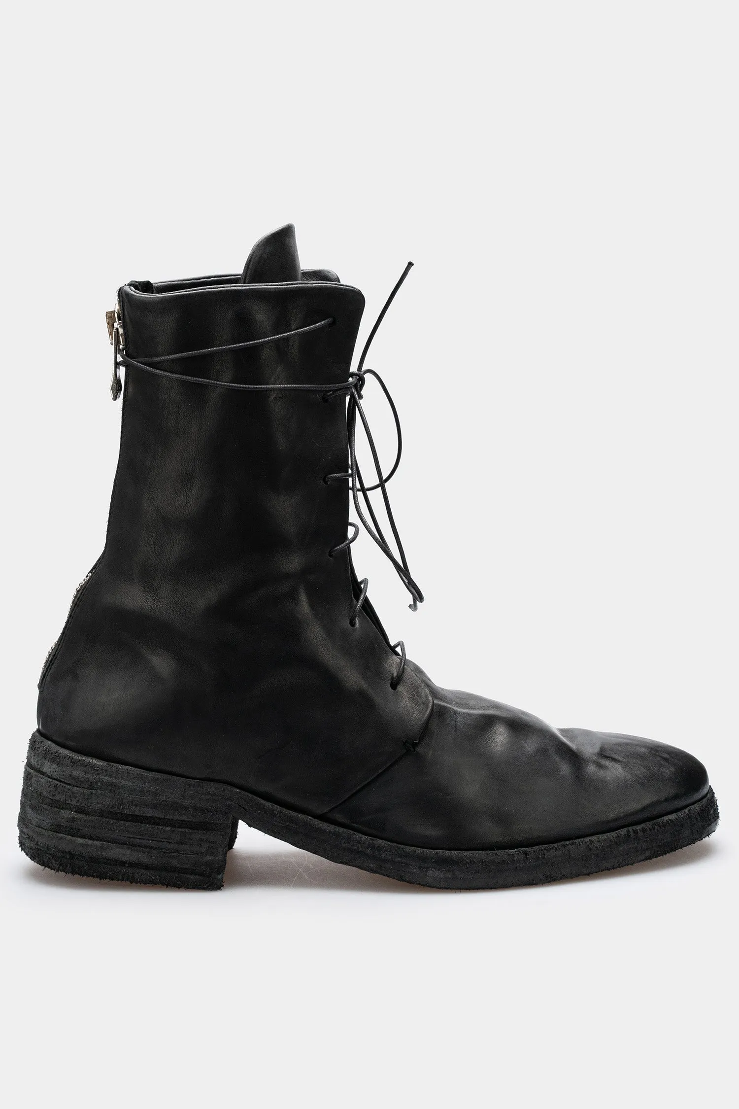 Laced leather boots