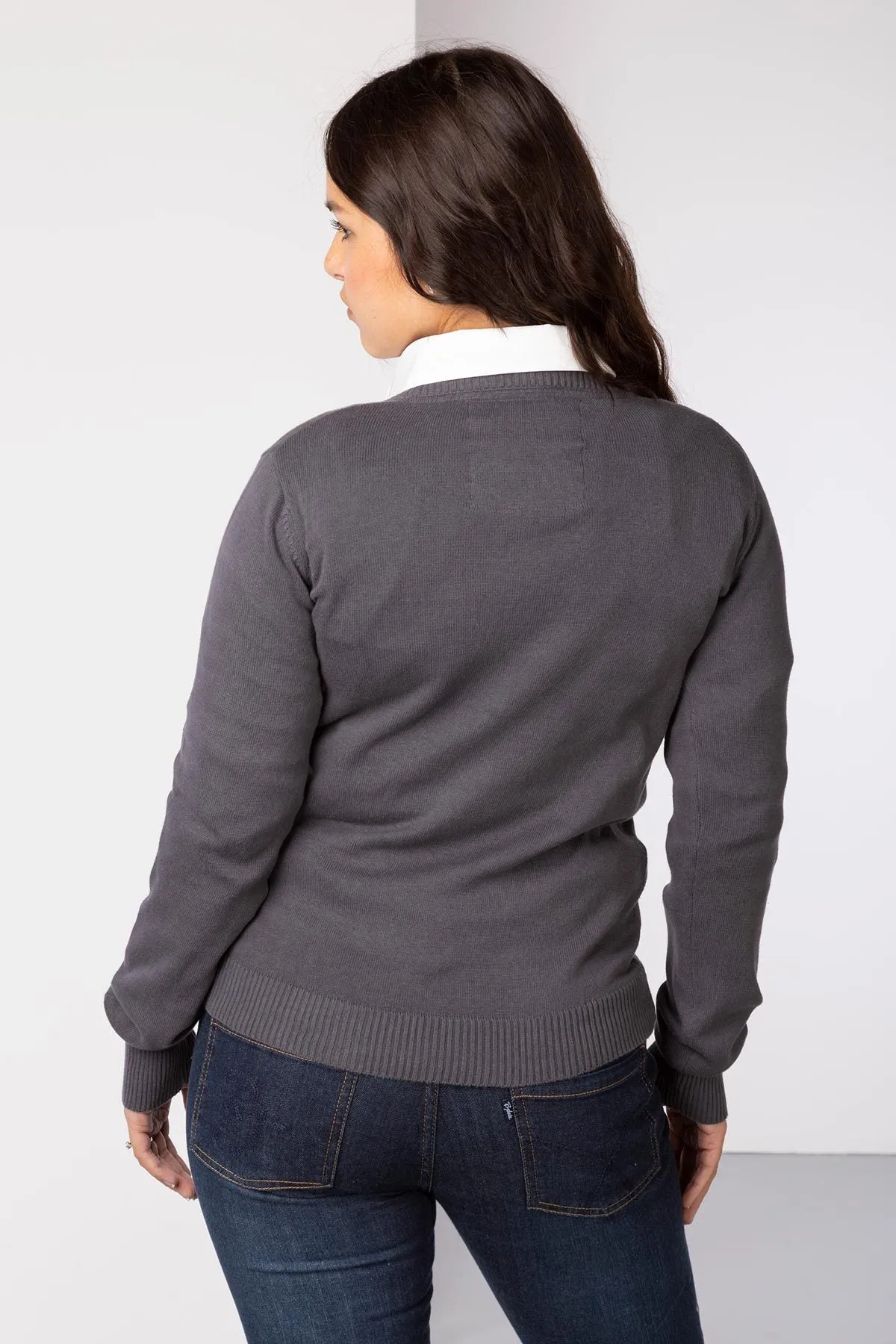 Ladies V Neck Fine Knit Jumper