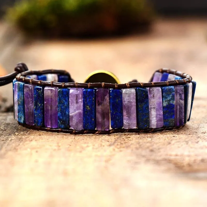 Lapis Lazuli & Amethyst Cuff Bracelet