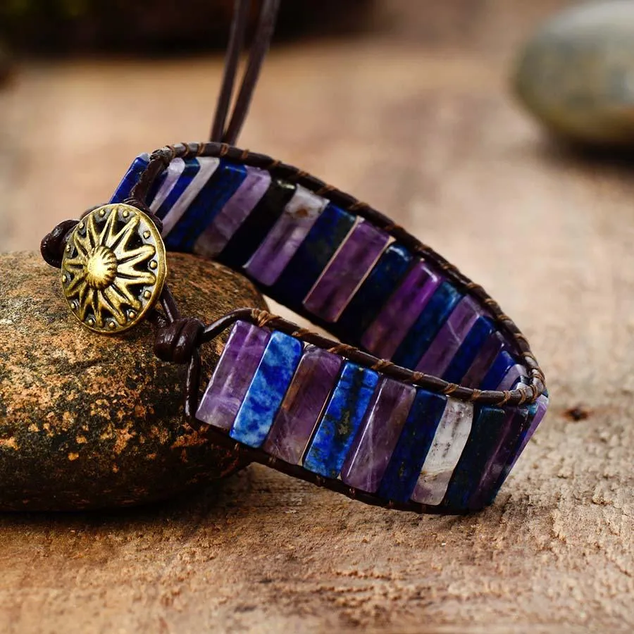 Lapis Lazuli & Amethyst Cuff Bracelet