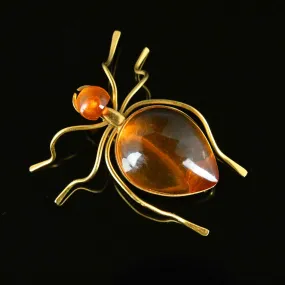 Large Russian Amber Bug Insect Brooch