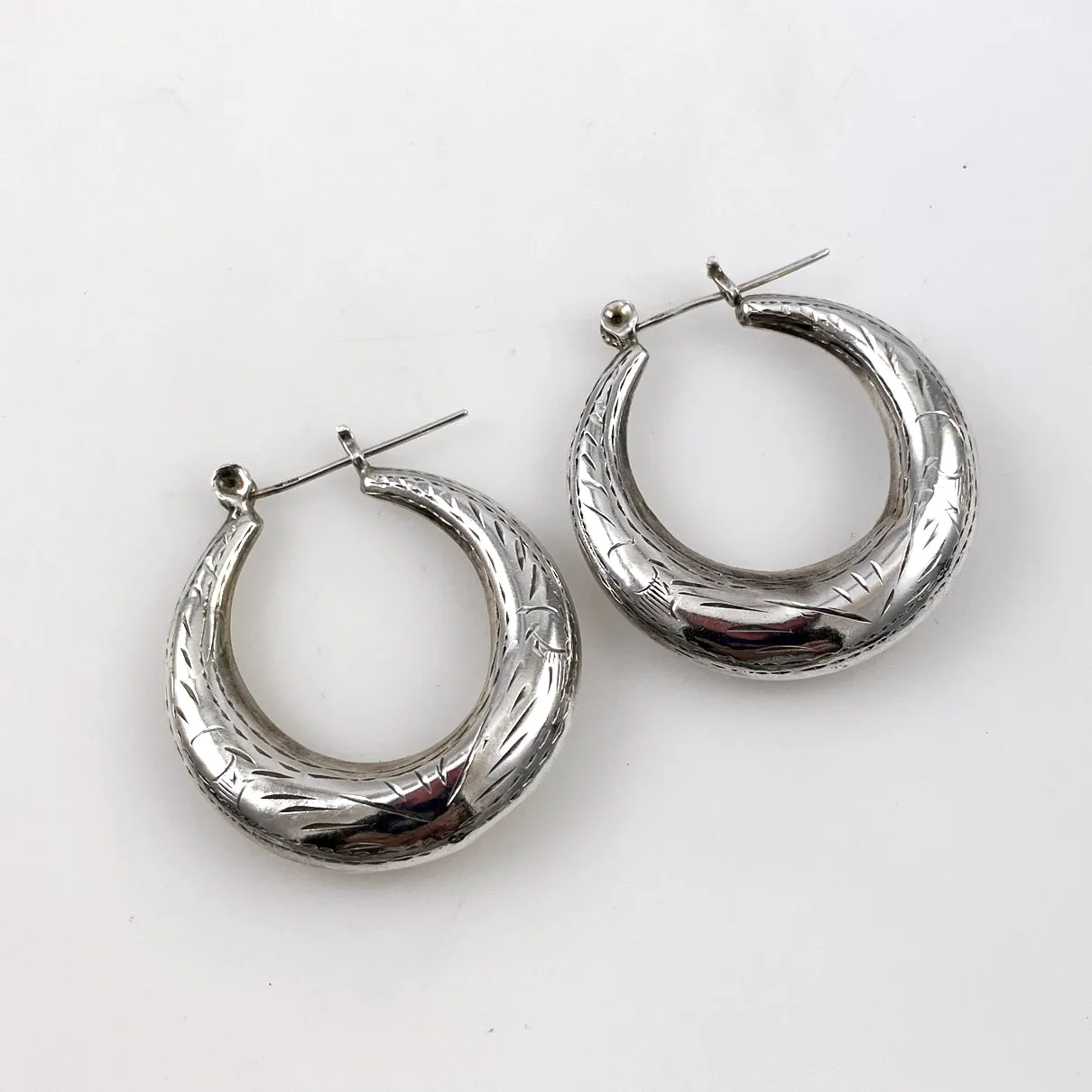 Large Sterling Silver Hoop Earrings Middle Eastern