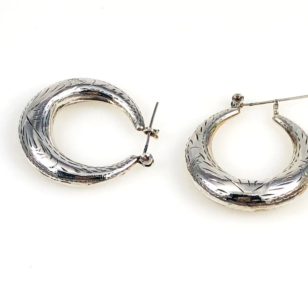 Large Sterling Silver Hoop Earrings Middle Eastern