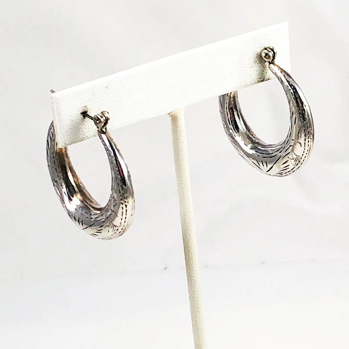 Large Sterling Silver Hoop Earrings Middle Eastern