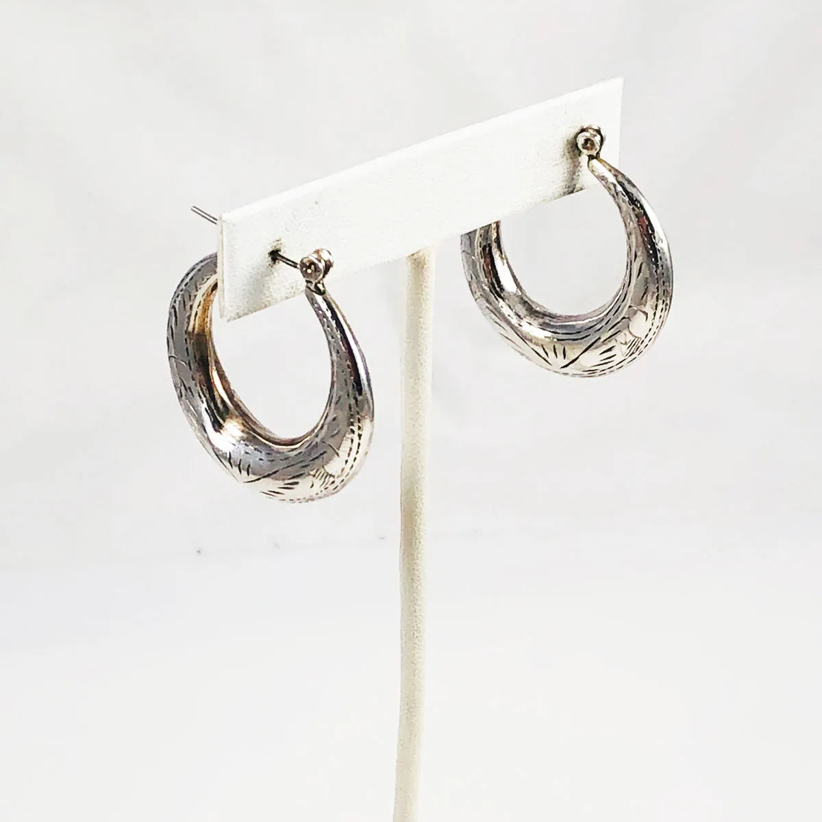 Large Sterling Silver Hoop Earrings Middle Eastern