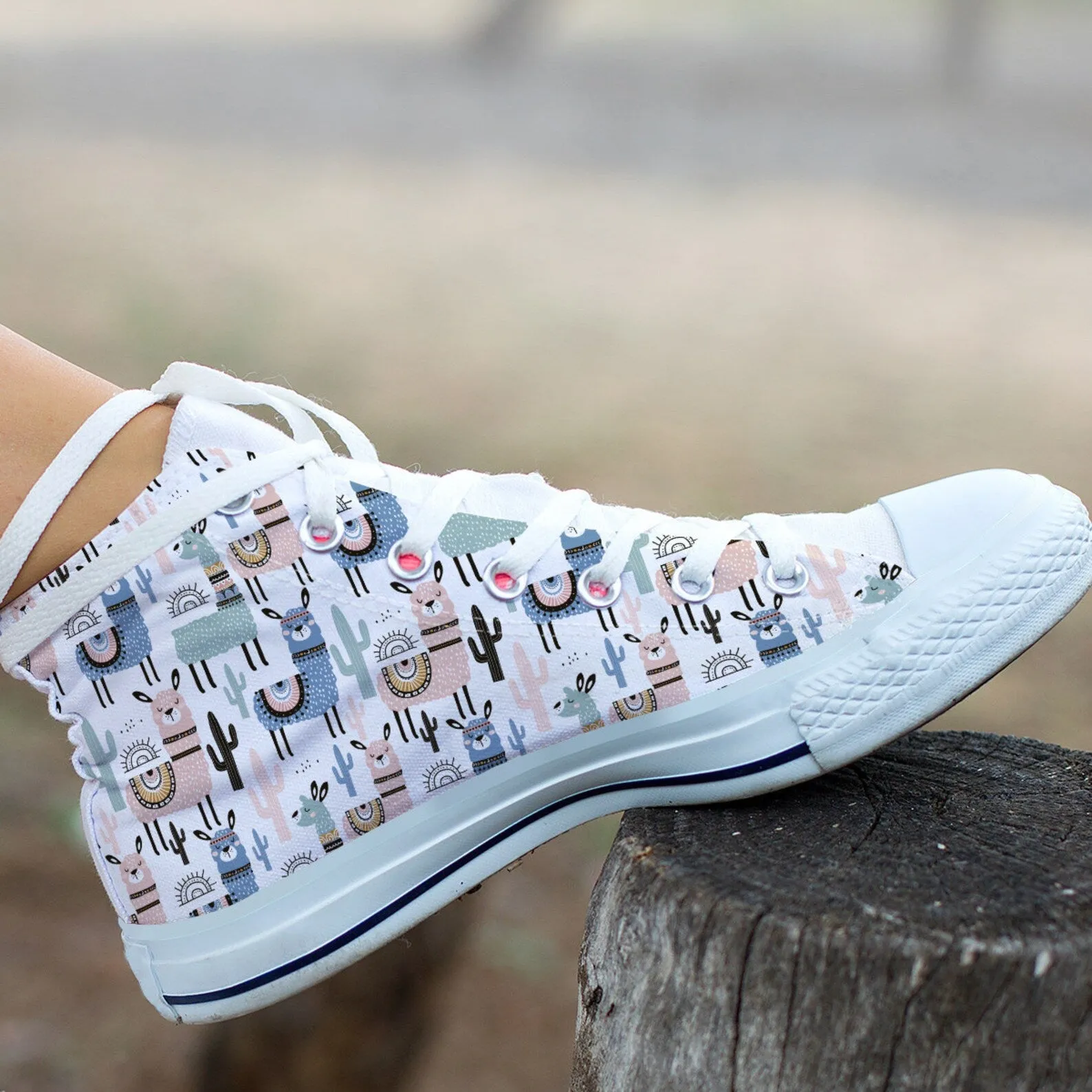 Llama Pattern Shoes Llama Shoes Llama Sneakers Cute Shoes Llama Lover Gifts Custom High Top Converse Style Sneakers For Adults Women & Men