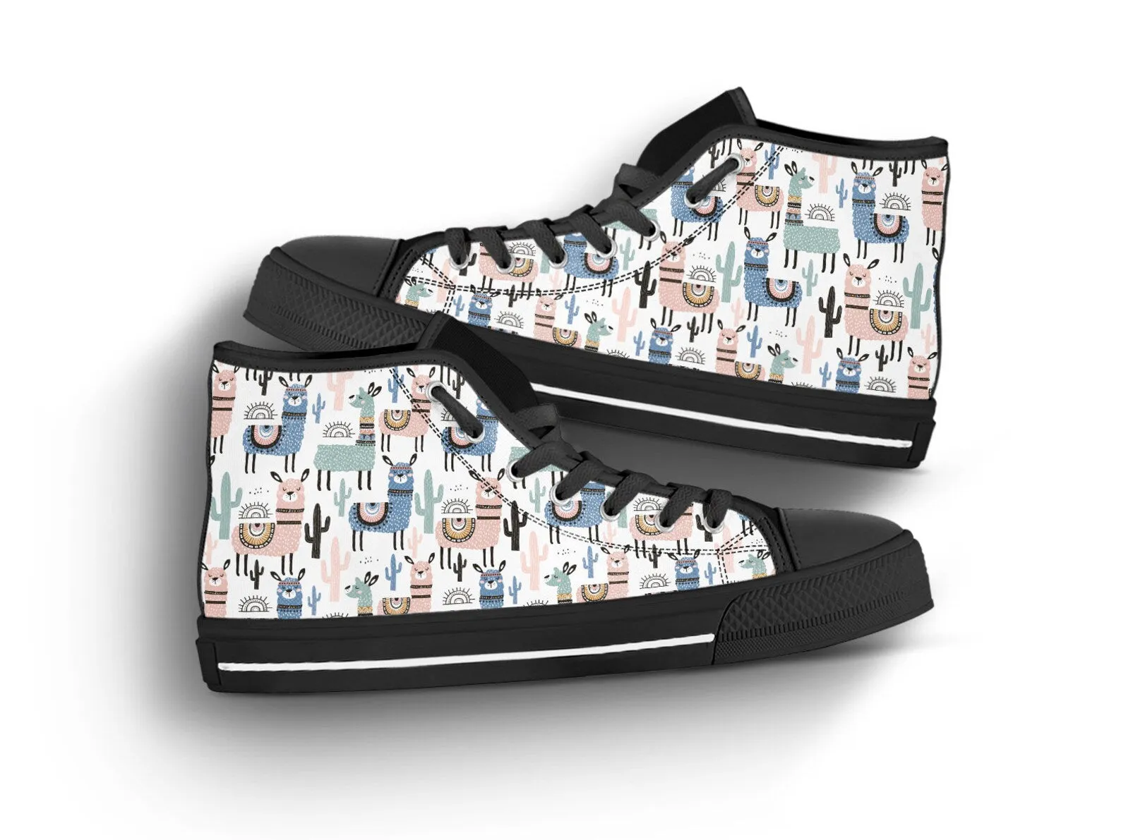 Llama Pattern Shoes Llama Shoes Llama Sneakers Cute Shoes Llama Lover Gifts Custom High Top Converse Style Sneakers For Adults Women & Men