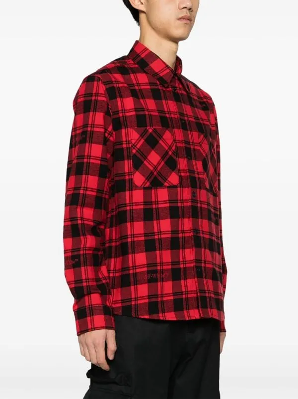 LOGO-EMBROIDERED CHECKED FLANNEL SHIRT