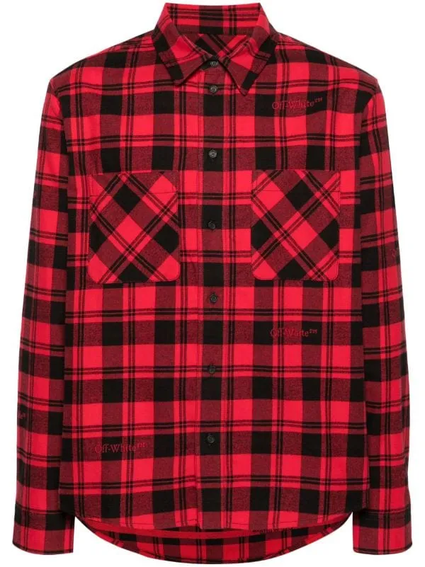 LOGO-EMBROIDERED CHECKED FLANNEL SHIRT