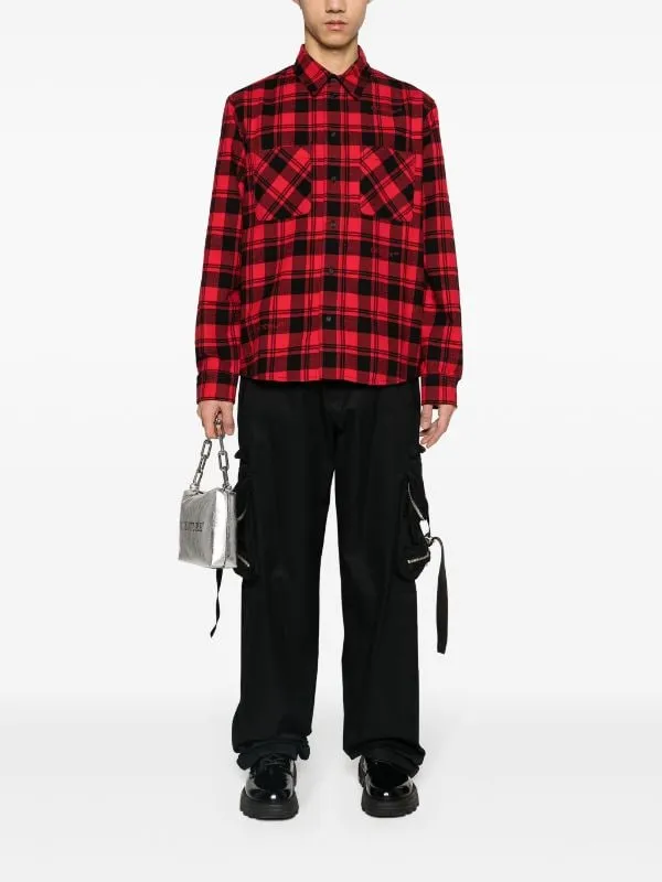 LOGO-EMBROIDERED CHECKED FLANNEL SHIRT