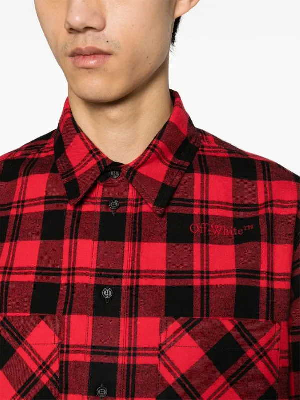 LOGO-EMBROIDERED CHECKED FLANNEL SHIRT