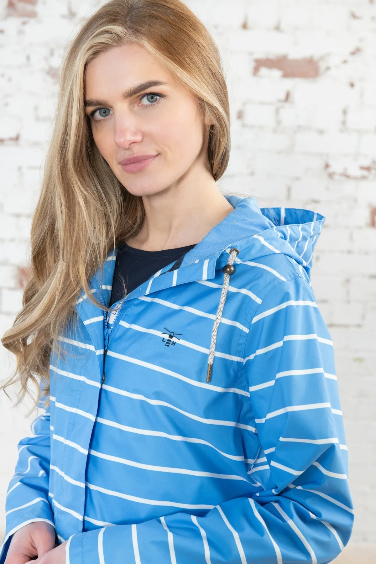 Long Beachcomber Jacket - Azure Blue Stripe