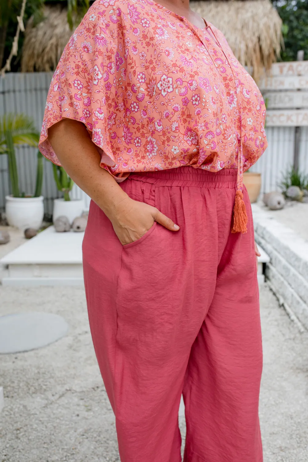 Long Relaxed Fit Pants - Terracotta