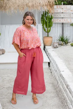 Long Relaxed Fit Pants - Terracotta