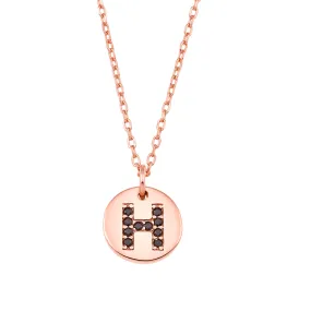 Magna | H Letter Necklace | Black CZ | Rose Gold Plated 925 Silver