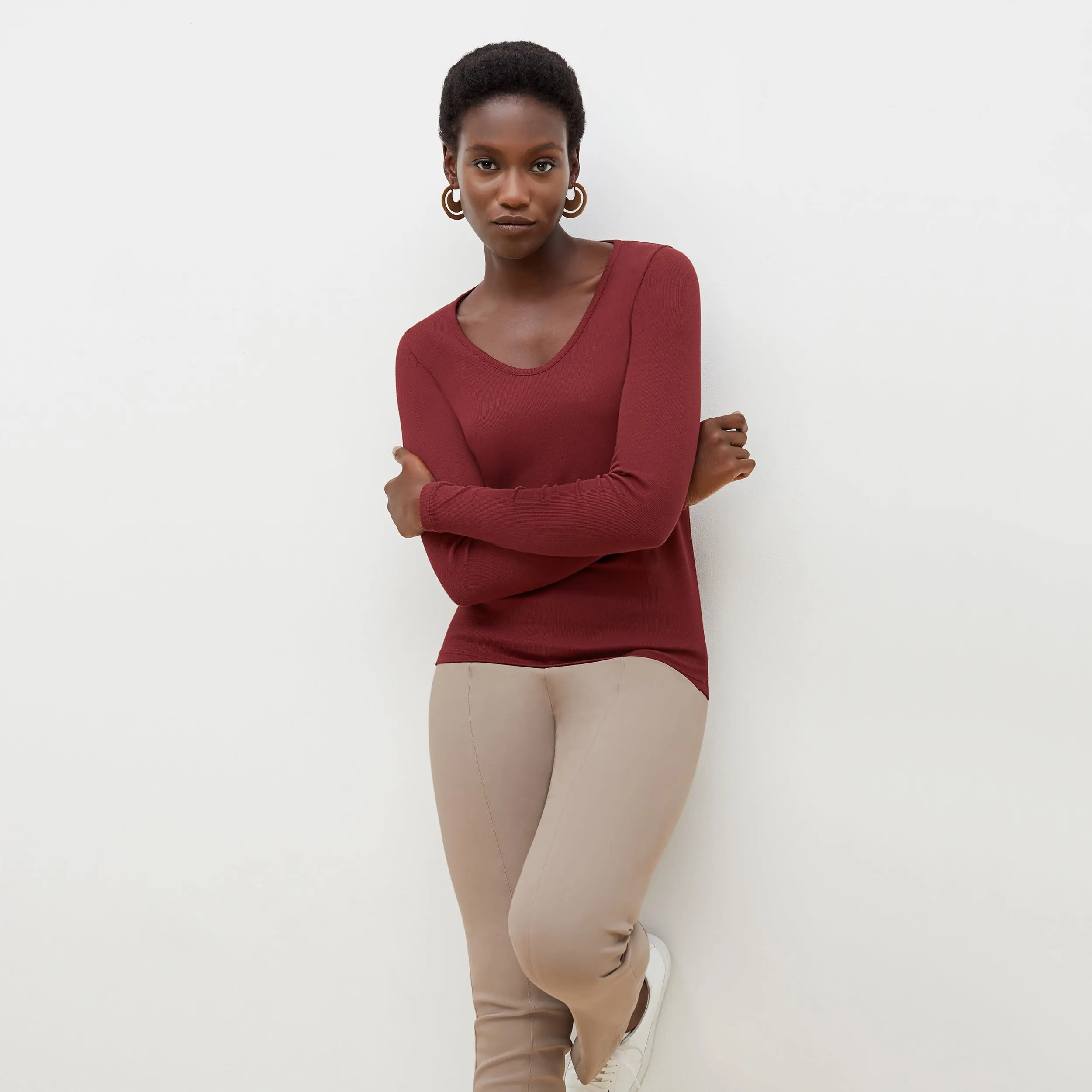 Marcia T-Shirt - Ribbed Pima Cotton :: Cranberry