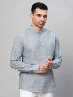 Men's Aqua Cotton Regular Fit Kurta Shirt