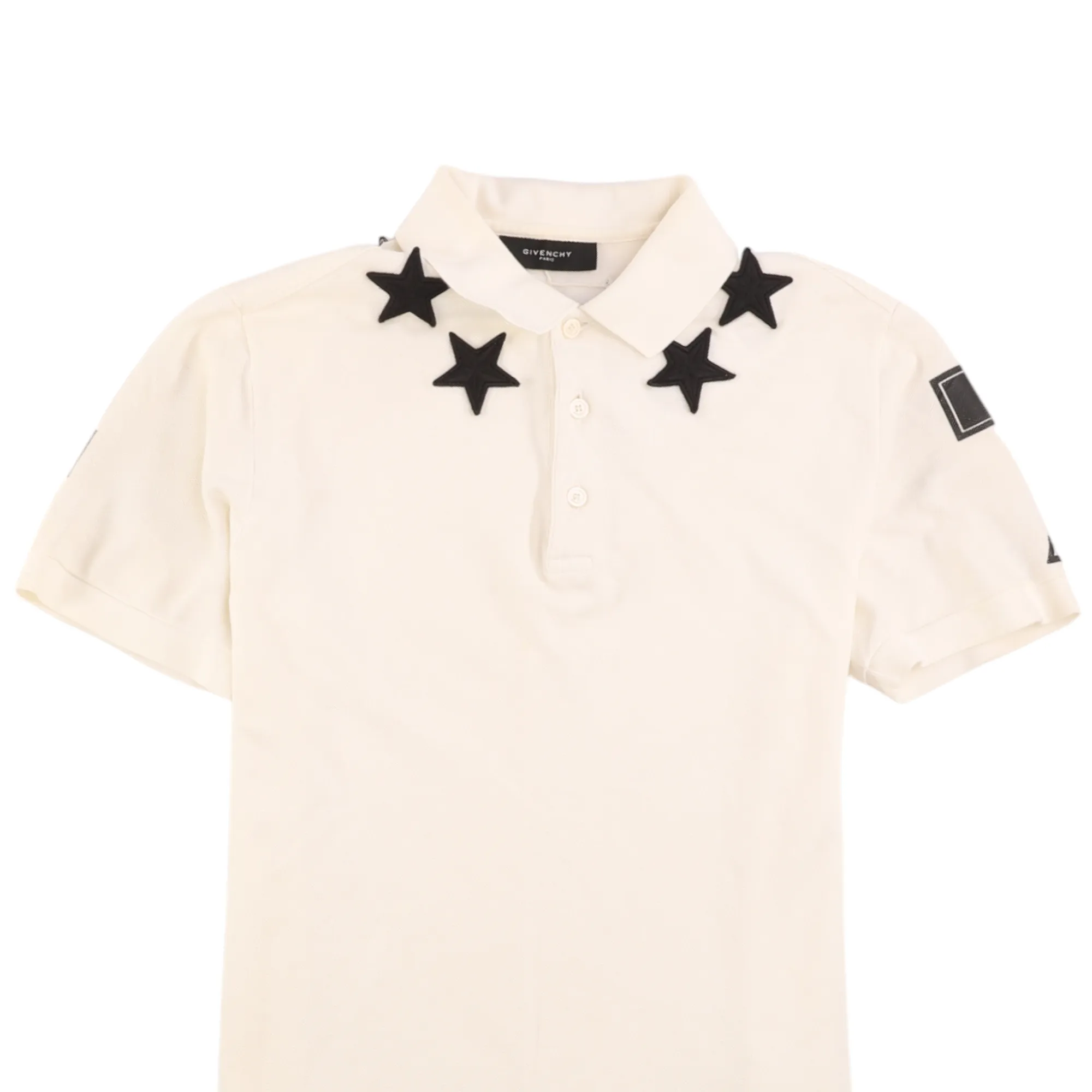 Men's Embroidered Star Polo Shirt White Size S