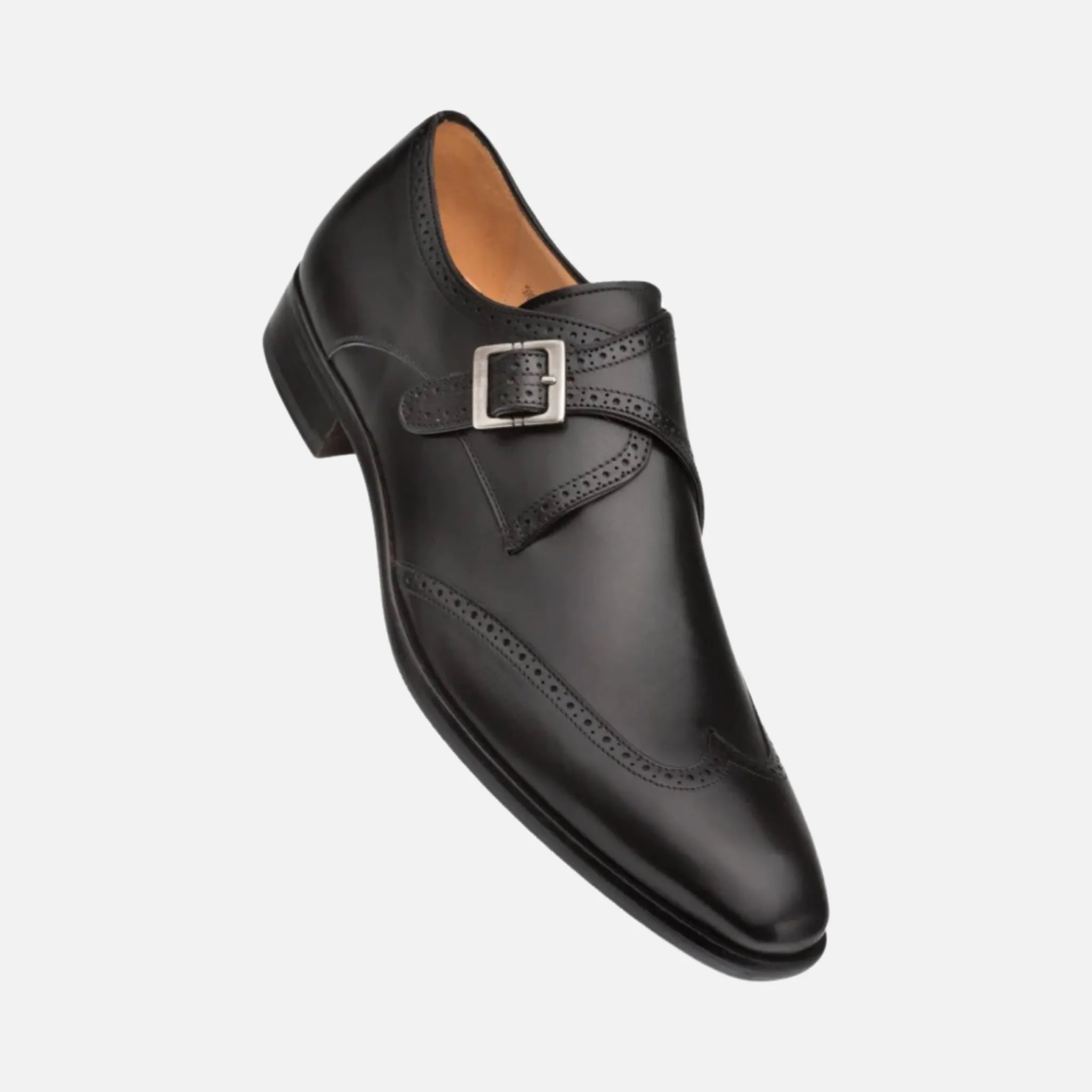 Men’s Mezlan single monk strap wingtip black Dress shoe Forest