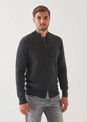 MERINO WAFFLE FULL ZIP CARDIGAN