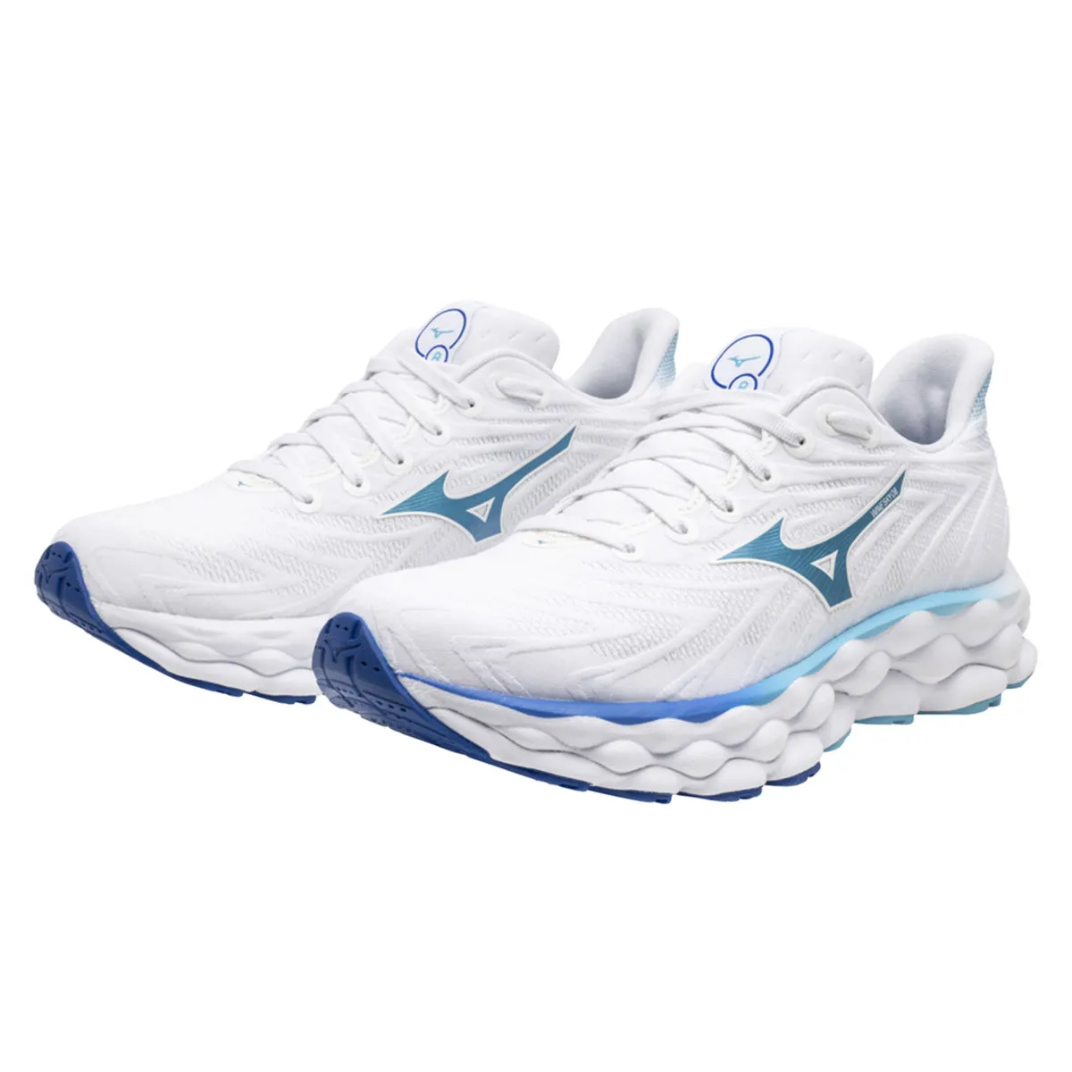 Mizuno Wave Sky 8 Womens | White/laser Blue/mugen Blue