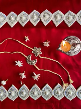 Moon and Star Embroidered Rakhi set of 2