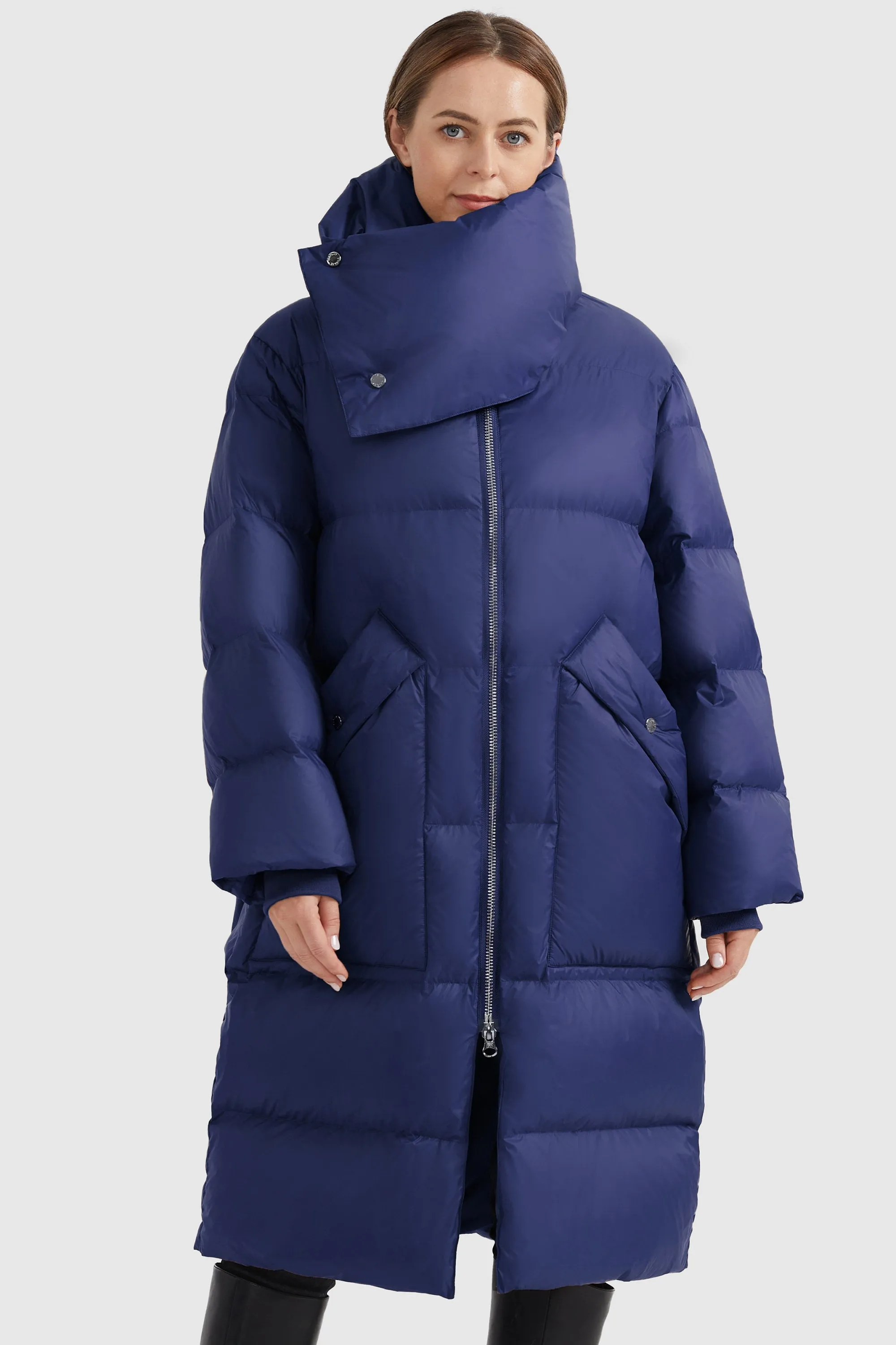 Puffer Long Stylish Winter Jacket with Warm Thickened Collar