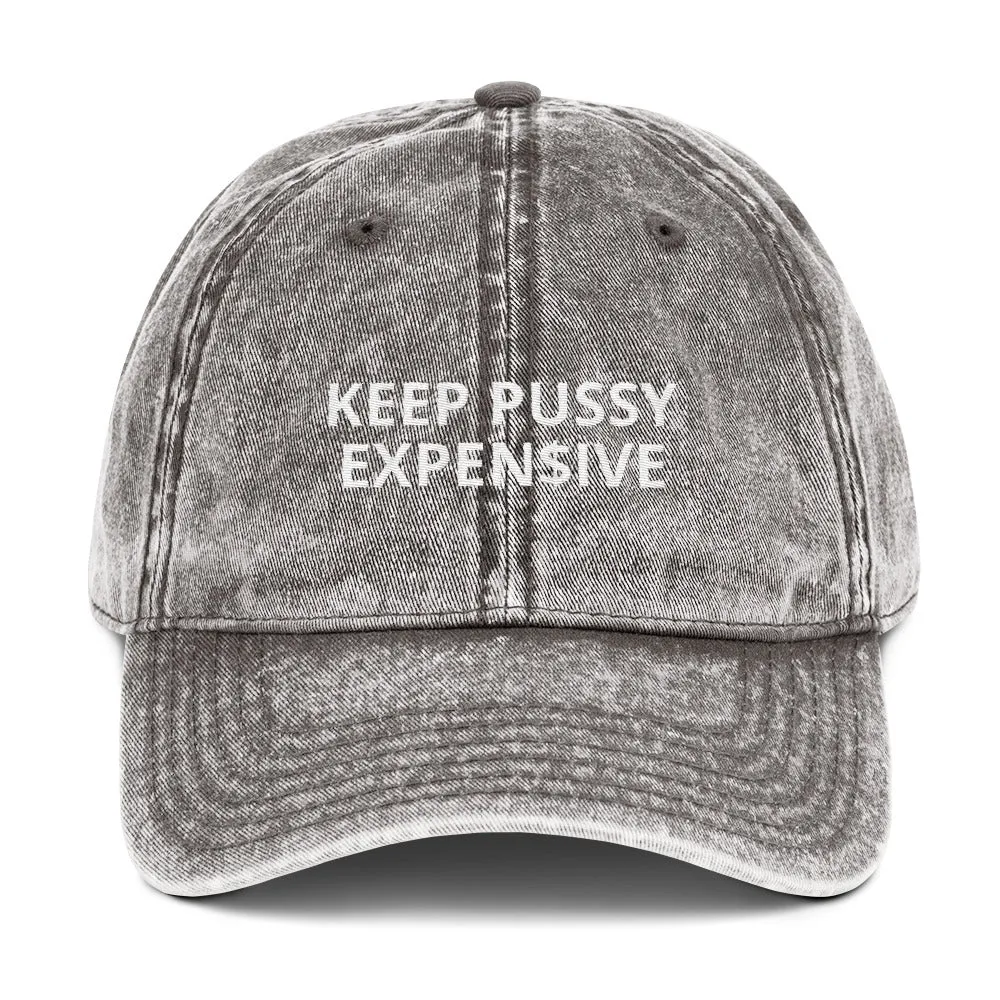 "KEEP KITTY EXPEN$IVE"  Vintage Cotton Cap