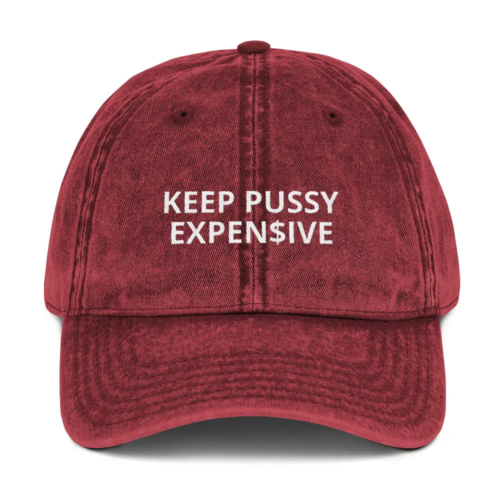 "KEEP KITTY EXPEN$IVE"  Vintage Cotton Cap