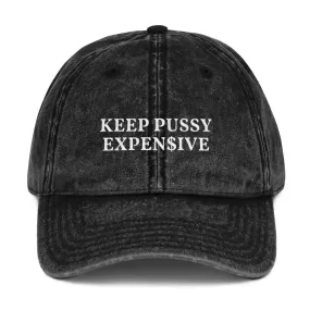 "KEEP KITTY EXPEN$IVE"  Vintage Cotton Cap