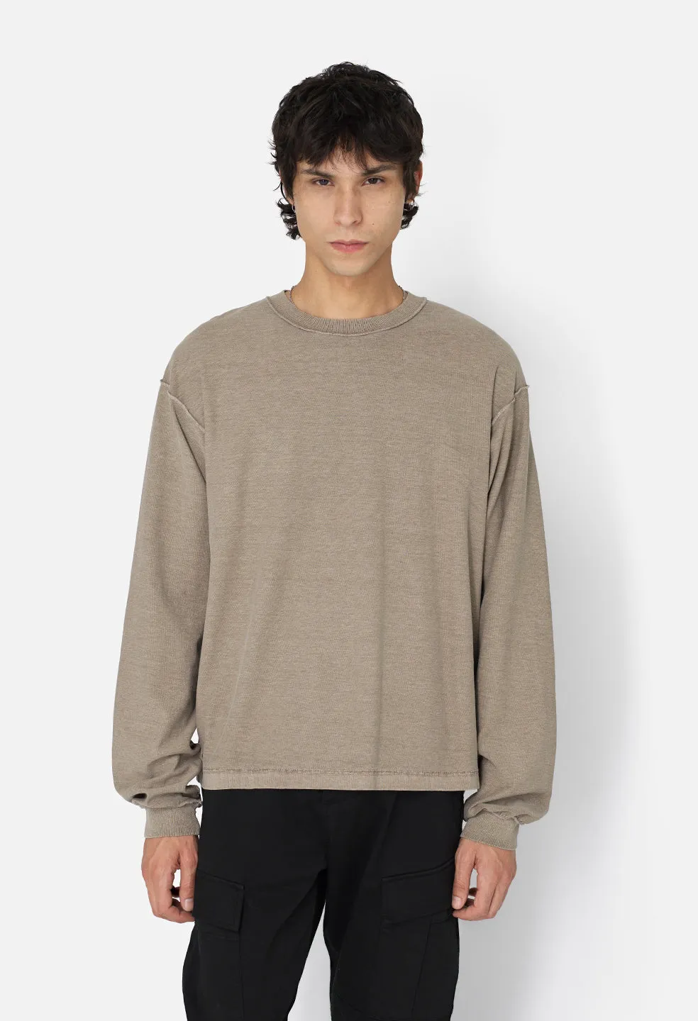 Reversed Cropped LS Tee / Washed Oak