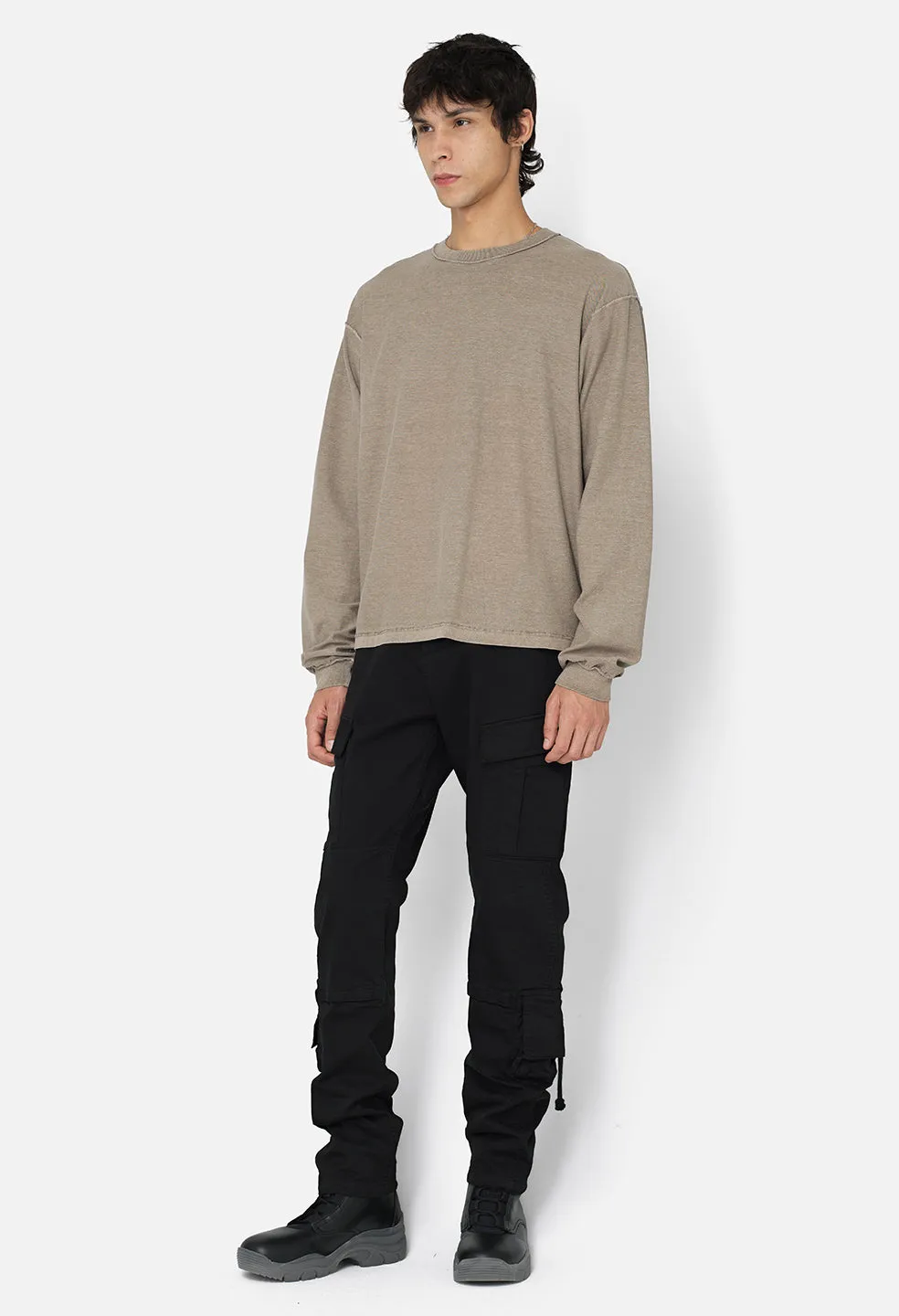 Reversed Cropped LS Tee / Washed Oak