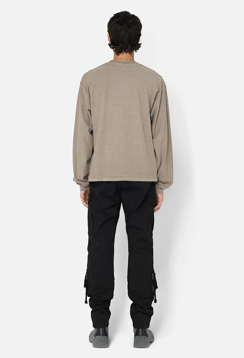 Reversed Cropped LS Tee / Washed Oak