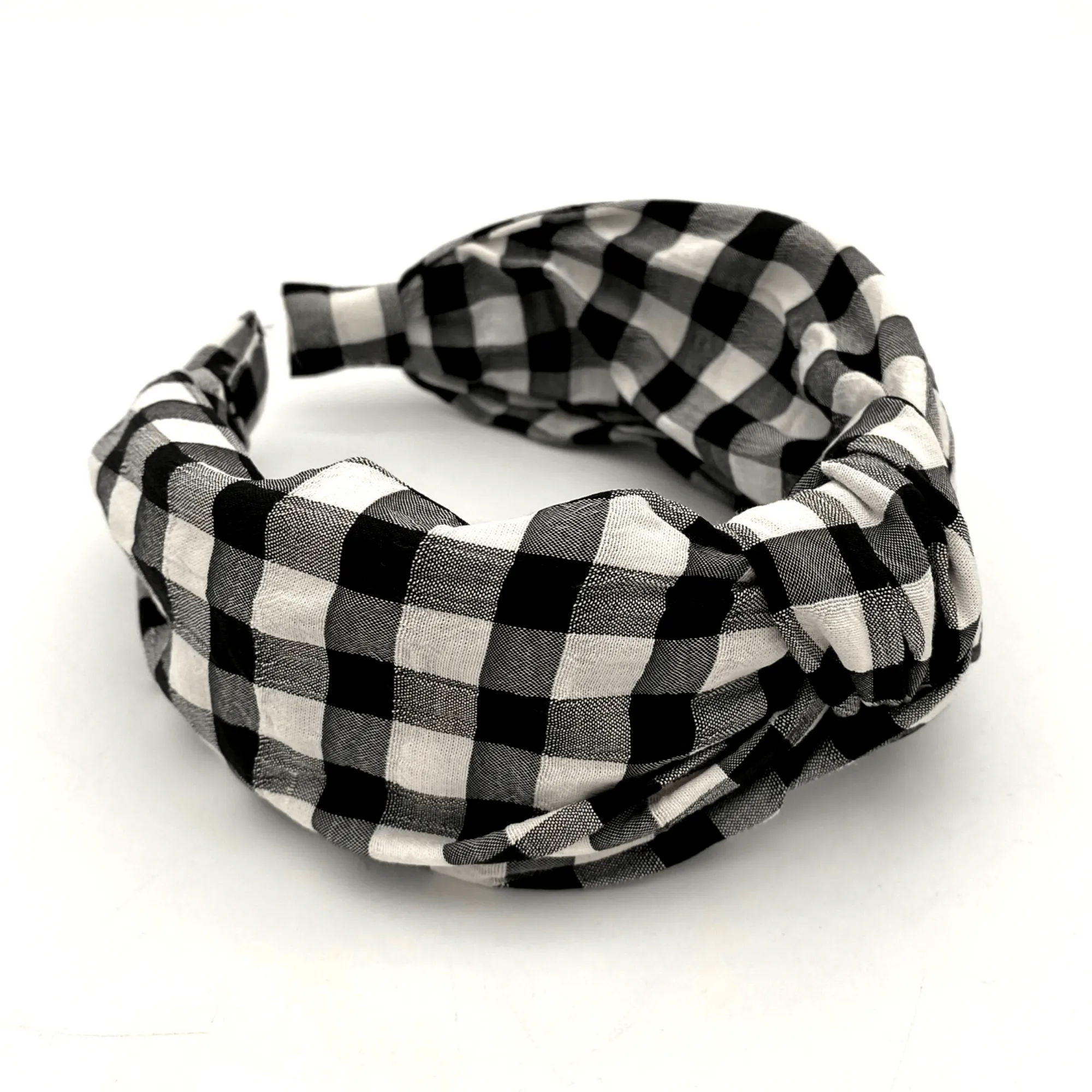 SHIRALEAH Knotted Plaid Headband- Black & White New w/ Tags