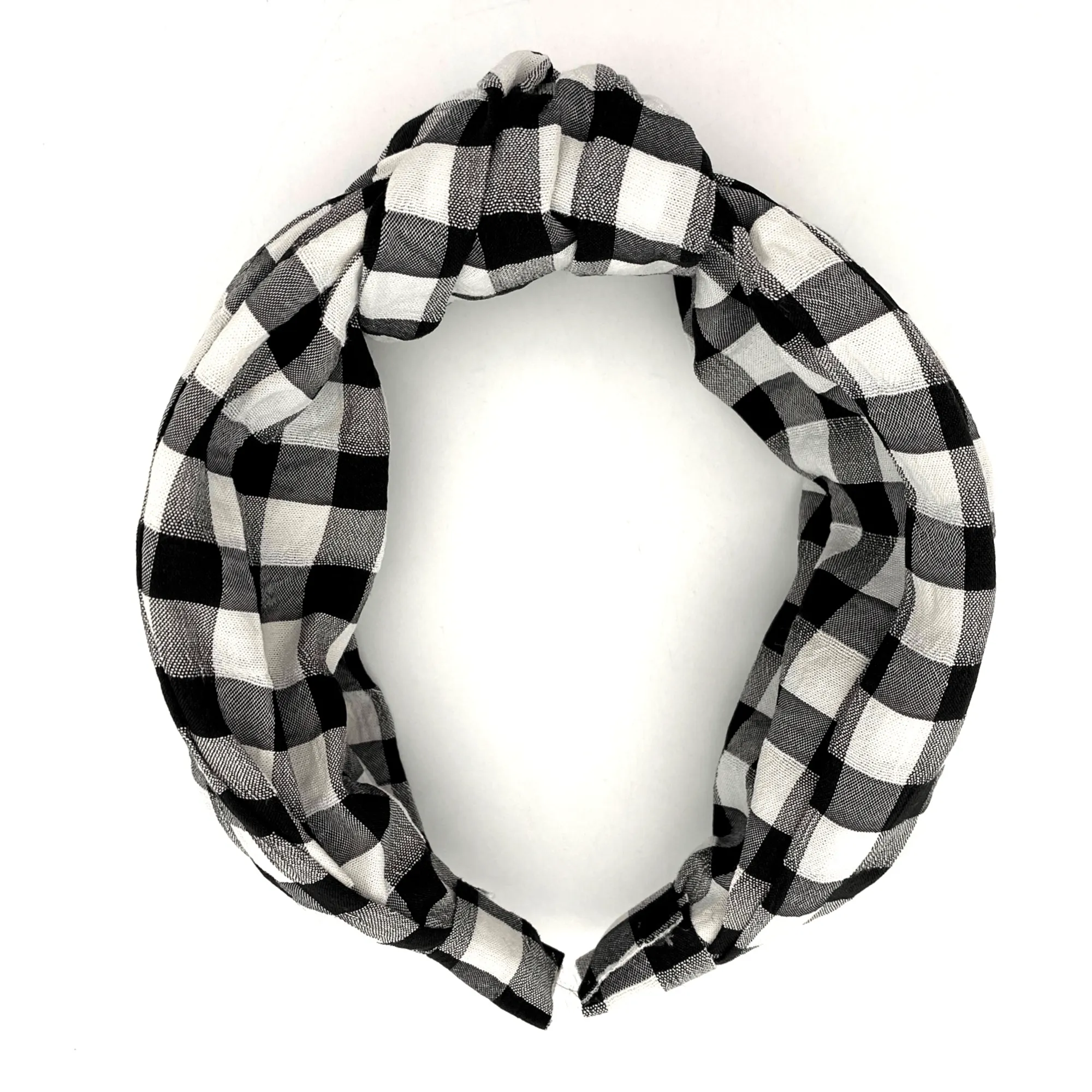 SHIRALEAH Knotted Plaid Headband- Black & White New w/ Tags